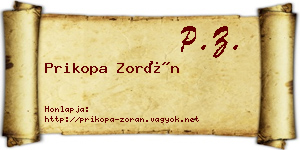 Prikopa Zorán névjegykártya